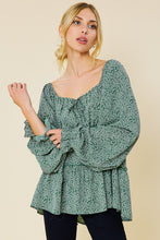 Green Printed Babydoll Blouse