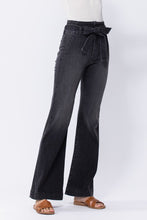 Dark Denim Super High Rise Black Flare With Tie Waist Belt