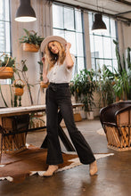 Dark Denim Super High Rise Black Flare With Tie Waist Belt