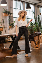 Dark Denim Super High Rise Black Flare With Tie Waist Belt