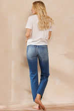 High Rise Straight Leg With Distress And Raw Hem