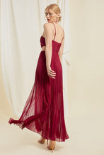 Red Halter Cut Out A-line Pleated Dress
