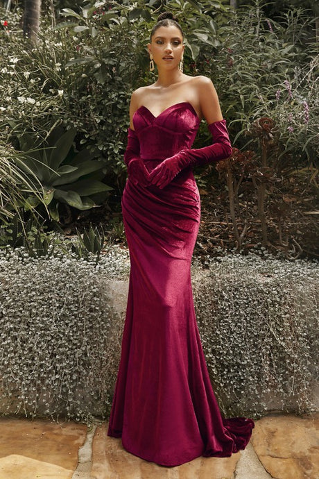 Burgundy Long Slit Evening Dress