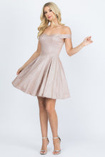 Pink Off The Shoulder Skater Dress Jaquard