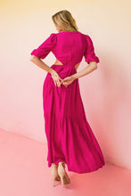 Magenta Solid Woven Maxi Dress