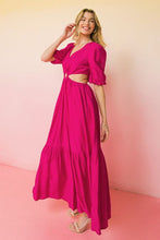 Magenta Solid Woven Maxi Dress