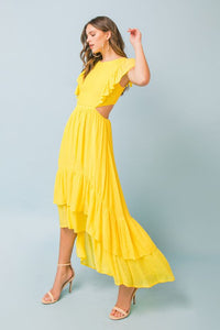 Yellow Solid Color Long Dress