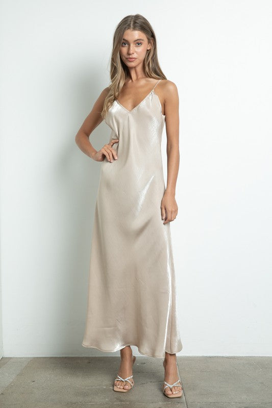 Nude V Neckline Iridescent Nude Slip Dress Aquarius Brand Nude V Neckline Iridescent Nude Slip Dress Aquarius Brand