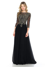 Silver Sleeve Mesh Embroidered Formal Dress