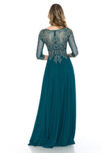 Green Sleeve Mesh Embroidered Formal Dress