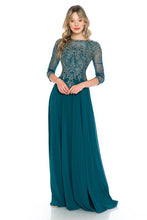 Green Sleeve Mesh Embroidered Formal Dress