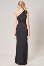 Black Prestige One Shoulder Asymmetrical Maxi Dress