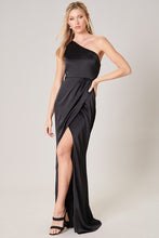 Black Prestige One Shoulder Asymmetrical Maxi Dress