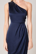Navy Prestige One Shoulder Asymmetrical Maxi Dress