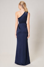 Navy Prestige One Shoulder Asymmetrical Maxi Dress