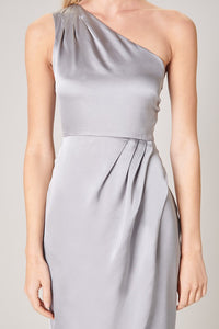 Silver Prestige One Shoulder Asymmetrical Maxi Dress