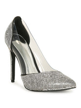 Black Womens Pump Heel With Rhinestone