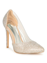Nude Womens Pump Heel With Rhinestone