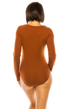 Brown Ribbed Long Sleeve Bodysuit