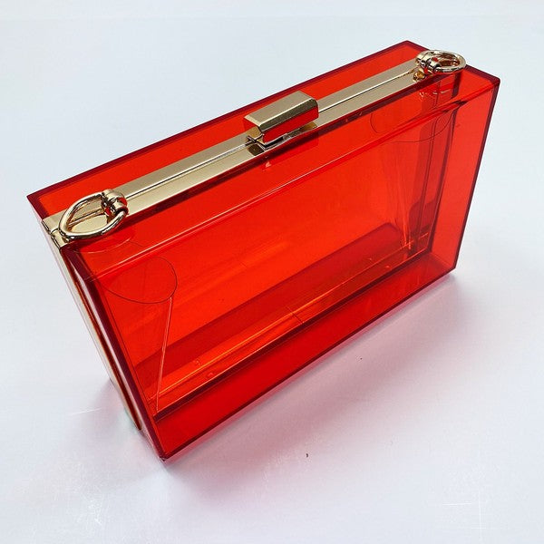 Red Acrylic Evening Clutch Bag