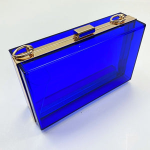 Blue Acrylic Evening Clutch Bag