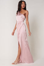 Blush Prestige One Shoulder Asymmetrical Maxi Dress