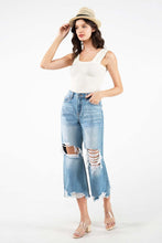 Medium Blue High Rise Crop Straight Women Jeans