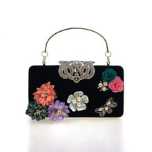 Floral Rhinestone Silk Evening Bag