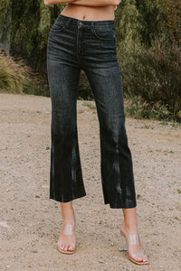 High Rise Ankle Kick Flare With Raw Cut Hem