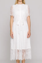 White Eyelet Lace Dress W/belt