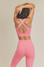 Pink Color Block Criss Cross Sports Bra & Legging Set
