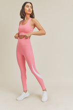 Pink Color Block Criss Cross Sports Bra & Legging Set