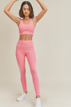 Pink Color Block Criss Cross Sports Bra & Legging Set