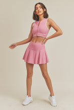 Pink Active Tennis Skirt with Lining Pocketed Shorts