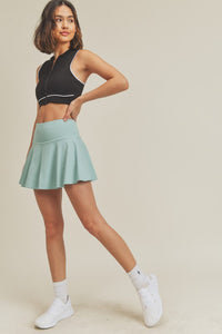 Light Blue Active Tennis Skirt with Lining Pocketed Shorts