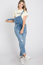 Distressed Raw Edge Cuffed Hem Stretch Mom Overall