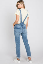 Distressed Raw Edge Cuffed Hem Stretch Mom Overall