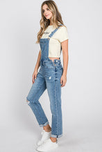 Distressed Raw Edge Cuffed Hem Stretch Mom Overall