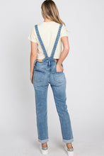 Distressed Raw Edge Cuffed Hem Stretch Mom Overall