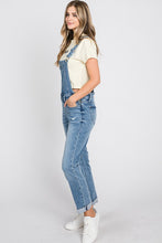 Distressed Raw Edge Cuffed Hem Stretch Mom Overall