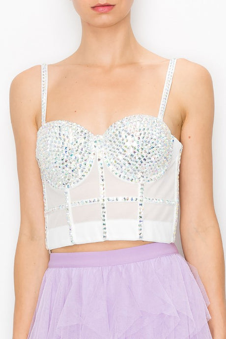 White Skinny Diamond Top