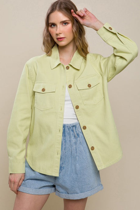 Lime Denim Button Front Jacket