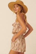 Brown Multicolor Off Shoulder Flared Flounce Romper