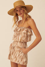 Brown Multicolor Off Shoulder Flared Flounce Romper