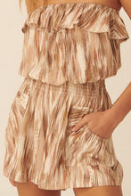 Brown Multicolor Off Shoulder Flared Flounce Romper