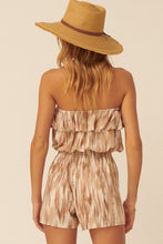 Brown Multicolor Off Shoulder Flared Flounce Romper