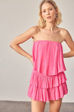 Pink  Tube Top Ruffle Dress With Shorts