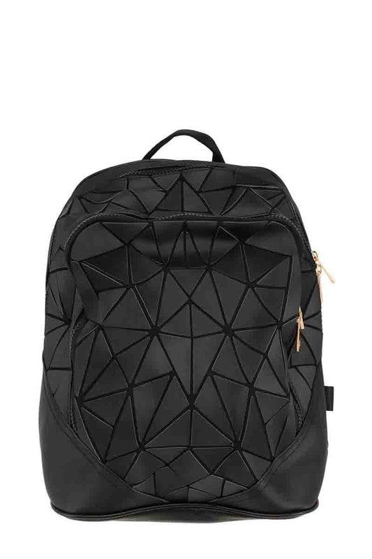 Black Geometric Reflective Book Bag