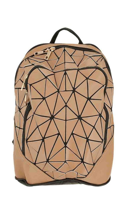 Brown Geometric Reflective Book Bag