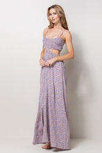 Lavender Smocked Bodice Cut Out Maxi Dress